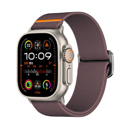For Apple Watch 46mm / 49mm / 45mm / 44mm Kalebol Bull Bead Buckle Elastic Nylon Watch Band(Smoky Purple) - Watch Bands by Kalebol | Online Shopping UK | buy2fix