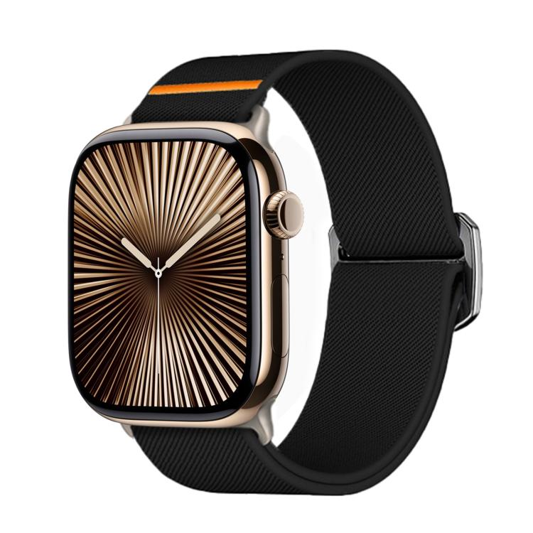 For Apple Watch 42mm / 41mm / 40mm / 38mm Kalebol Bull Bead Buckle Elastic Nylon Watch Band(Black) - Watch Bands by Kalebol | Online Shopping UK | buy2fix