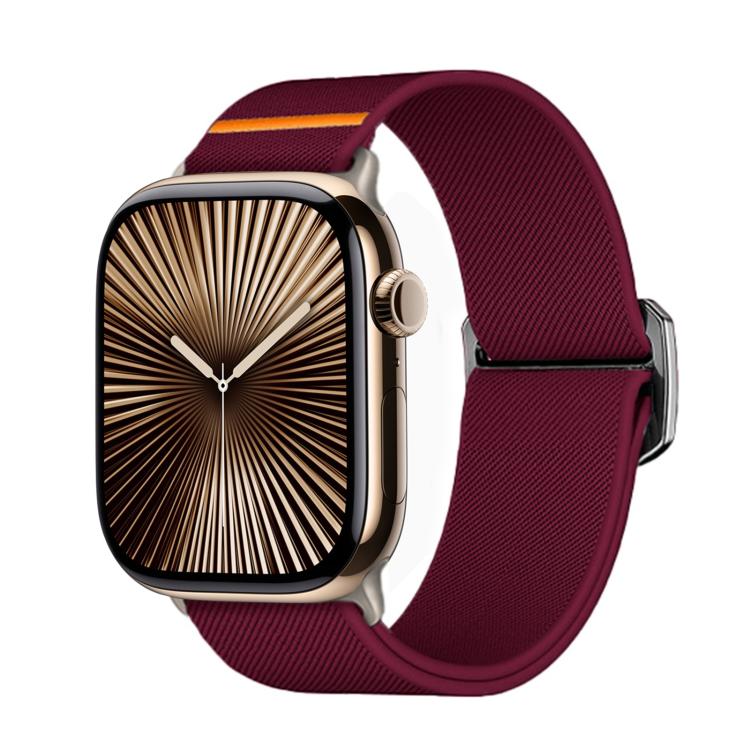For Apple Watch 42mm / 41mm / 40mm / 38mm Kalebol Bull Bead Buckle Elastic Nylon Watch Band(Wine Red) - Watch Bands by Kalebol | Online Shopping UK | buy2fix