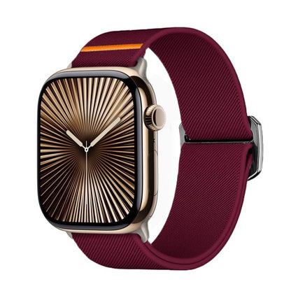 For Apple Watch 42mm / 41mm / 40mm / 38mm Kalebol Bull Bead Buckle Elastic Nylon Watch Band(Wine Red) - Watch Bands by Kalebol | Online Shopping UK | buy2fix