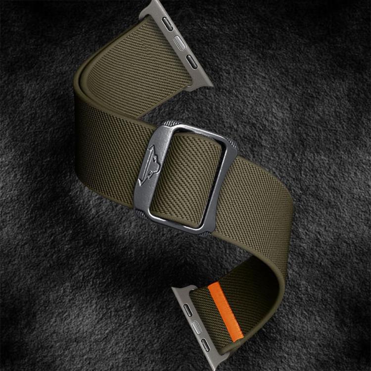 For Apple Watch 42mm / 41mm / 40mm / 38mm Kalebol Bull Bead Buckle Elastic Nylon Watch Band(Army Green) - Watch Bands by Kalebol | Online Shopping UK | buy2fix
