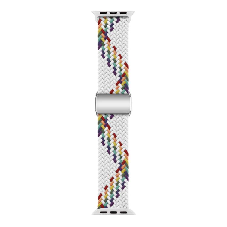 For Apple Watch 46mm / 49mm / 45mm / 44mm Kalebol Nylon Loop Magnetic Buckle Watch Band(White Rainbow) - Watch Bands by Kalebol | Online Shopping UK | buy2fix