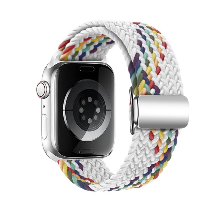 For Apple Watch 46mm / 49mm / 45mm / 44mm Kalebol Nylon Loop Magnetic Buckle Watch Band(White Rainbow) - Watch Bands by Kalebol | Online Shopping UK | buy2fix
