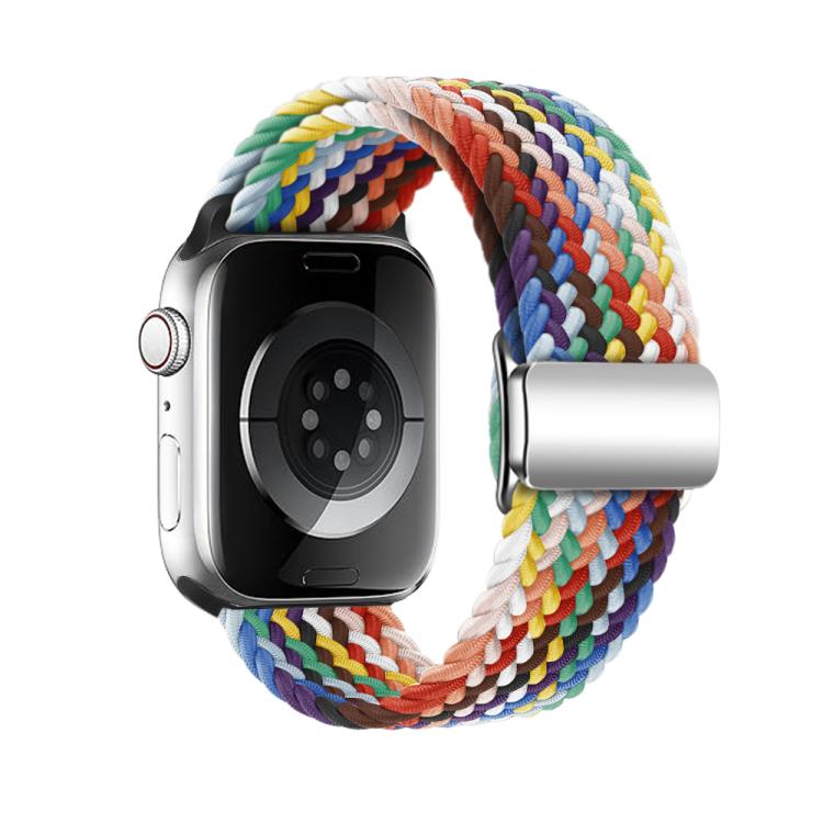 For Apple Watch 46mm / 49mm / 45mm / 44mm Kalebol Nylon Loop Magnetic Buckle Watch Band(Official Rainbow) - Watch Bands by Kalebol | Online Shopping UK | buy2fix