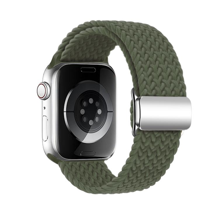 For Apple Watch 42mm / 41mm / 40mm / 38mm Kalebol Nylon Loop Magnetic Buckle Watch Band(Dark Olive) - Watch Bands by Kalebol | Online Shopping UK | buy2fix