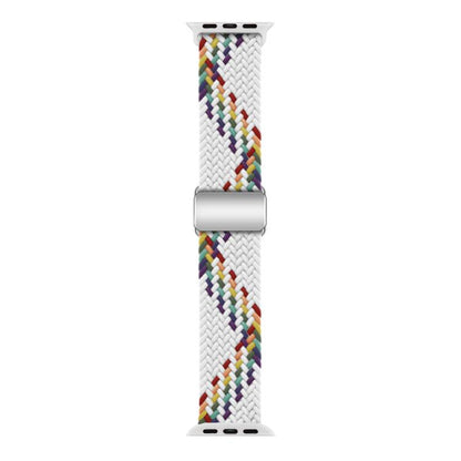 For Apple Watch 42mm / 41mm / 40mm / 38mm Kalebol Nylon Loop Magnetic Buckle Watch Band(White Rainbow) - Watch Bands by Kalebol | Online Shopping UK | buy2fix