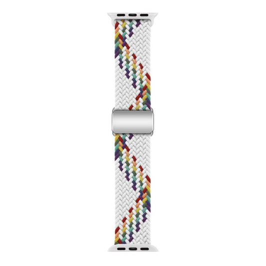 For Apple Watch 42mm / 41mm / 40mm / 38mm Kalebol Nylon Loop Magnetic Buckle Watch Band(White Rainbow) - Watch Bands by Kalebol | Online Shopping UK | buy2fix