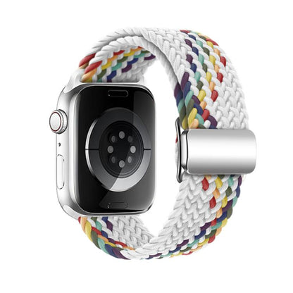 For Apple Watch 42mm / 41mm / 40mm / 38mm Kalebol Nylon Loop Magnetic Buckle Watch Band(White Rainbow) - Watch Bands by Kalebol | Online Shopping UK | buy2fix