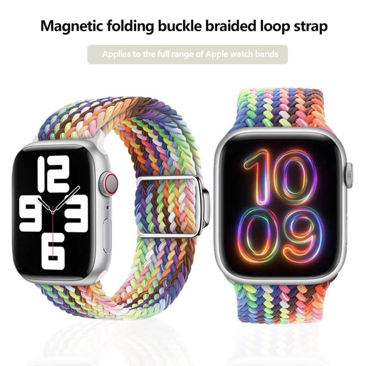 For Apple Watch 42mm / 41mm / 40mm / 38mm Kalebol Nylon Loop Magnetic Buckle Watch Band(Official Rainbow) - Watch Bands by Kalebol | Online Shopping UK | buy2fix