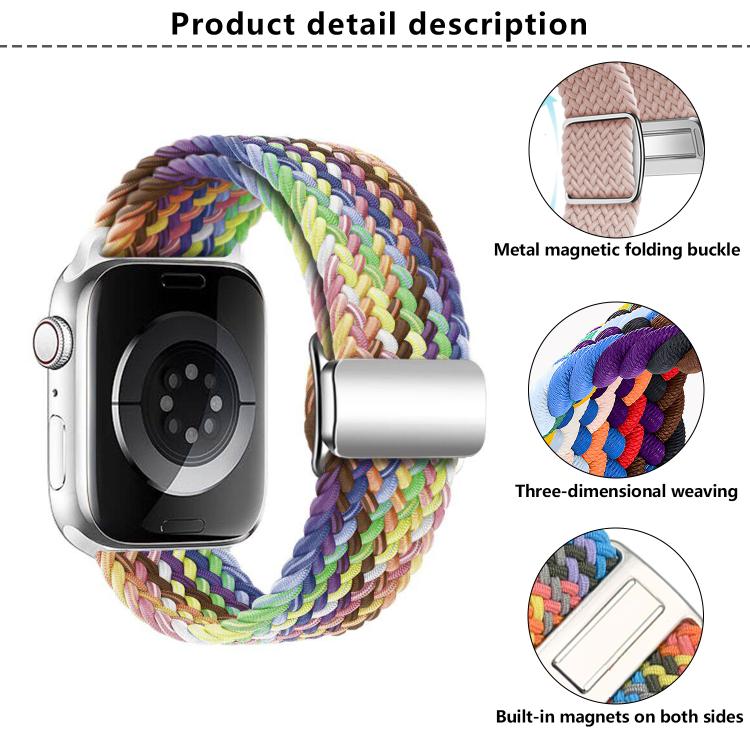 For Apple Watch 42mm / 41mm / 40mm / 38mm Kalebol Nylon Loop Magnetic Buckle Watch Band(White Rainbow) - Watch Bands by Kalebol | Online Shopping UK | buy2fix