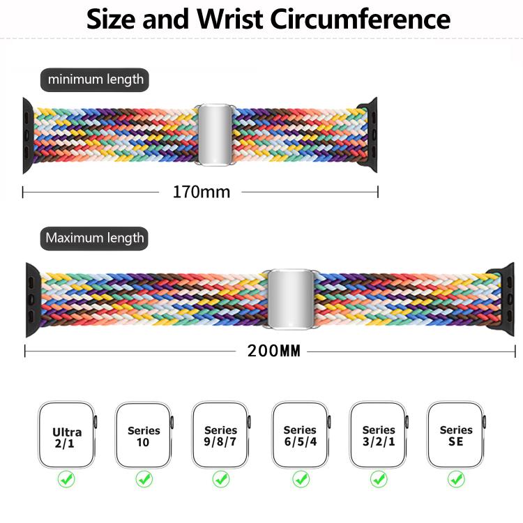 For Apple Watch 46mm / 49mm / 45mm / 44mm Kalebol Nylon Loop Magnetic Buckle Watch Band(White Rainbow) - Watch Bands by Kalebol | Online Shopping UK | buy2fix