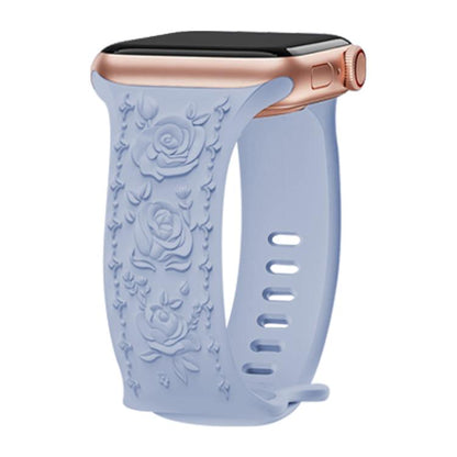 For Apple Watch 46mm / 49mm / 45mm / 44mm Kalebol 8-shaped Buckle Rose Embossed Silicone Watch Band(Light Blue) - Watch Bands by Kalebol | Online Shopping UK | buy2fix