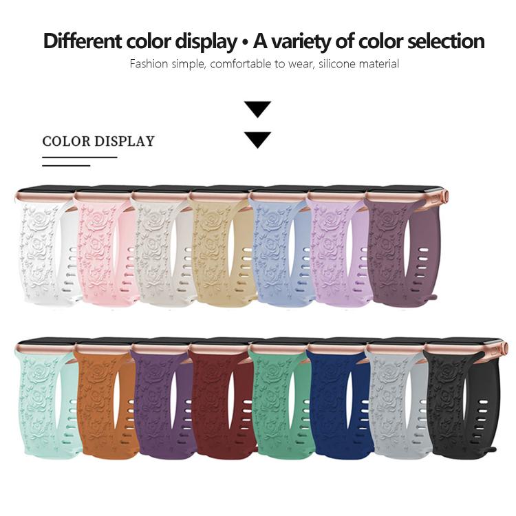 For Apple Watch 46mm / 49mm / 45mm / 44mm Kalebol 8-shaped Buckle Rose Embossed Silicone Watch Band(Pine Green) - Watch Bands by Kalebol | Online Shopping UK | buy2fix