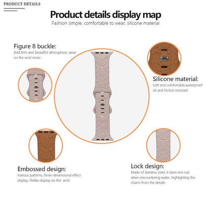 For Apple Watch 46mm / 49mm / 45mm / 44mm Kalebol 8-shaped Buckle Rose Embossed Silicone Watch Band(Smoky Purple) - Watch Bands by Kalebol | Online Shopping UK | buy2fix