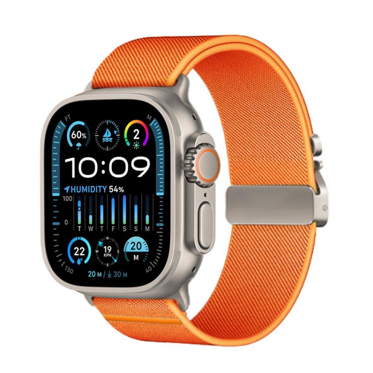For Apple Watch 46mm / 49mm / 45mm / 44mm Kalebol Parachute Buckle Elastic Nylon Watch Band(Orange) - Watch Bands by Kalebol | Online Shopping UK | buy2fix