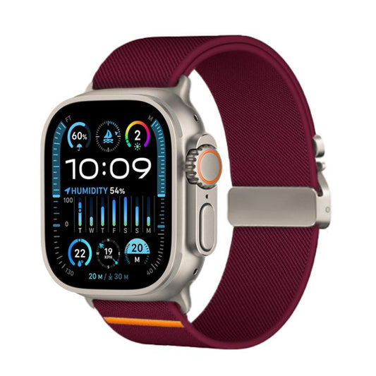 For Apple Watch 46mm / 49mm / 45mm / 44mm Kalebol Parachute Buckle Elastic Nylon Watch Band(Wine Red) - Watch Bands by Kalebol | Online Shopping UK | buy2fix