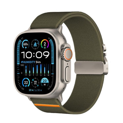 For Apple Watch 46mm / 49mm / 45mm / 44mm Kalebol Parachute Buckle Elastic Nylon Watch Band(Army Green) - Watch Bands by Kalebol | Online Shopping UK | buy2fix