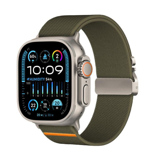 For Apple Watch 46mm / 49mm / 45mm / 44mm Kalebol Parachute Buckle Elastic Nylon Watch Band(Army Green) - Watch Bands by Kalebol | Online Shopping UK | buy2fix
