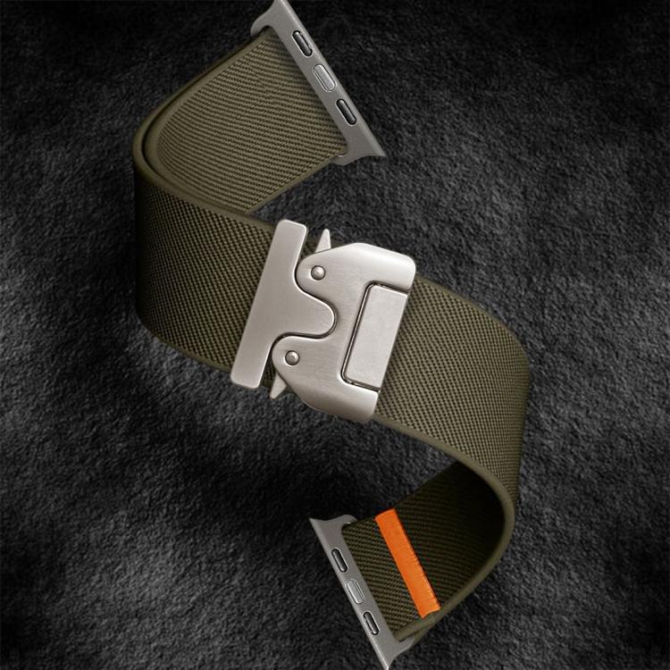For Apple Watch 46mm / 49mm / 45mm / 44mm Kalebol Parachute Buckle Elastic Nylon Watch Band(Army Green) - Watch Bands by Kalebol | Online Shopping UK | buy2fix