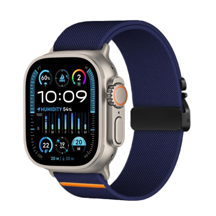 For Apple Watch 46mm / 49mm / 45mm / 44mm Kalebol Parachute Buckle Elastic Nylon Watch Band(Midnight Blue) - Watch Bands by Kalebol | Online Shopping UK | buy2fix