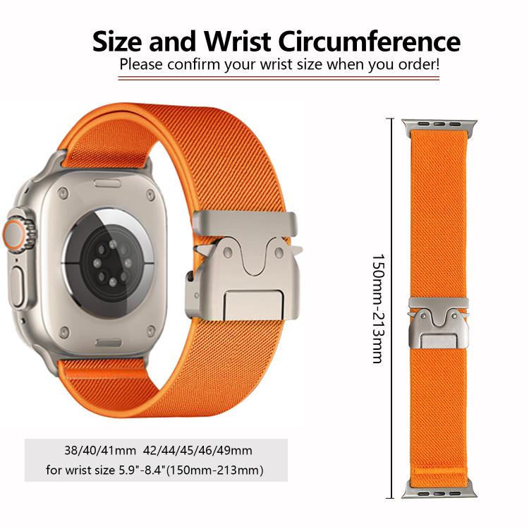 For Apple Watch 46mm / 49mm / 45mm / 44mm Kalebol Parachute Buckle Elastic Nylon Watch Band(Orange) - Watch Bands by Kalebol | Online Shopping UK | buy2fix