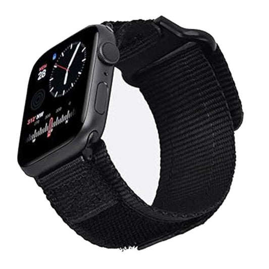 For Apple Watch 46mm / 49mm / 45mm / 44mm Kalebol Canvas Nylon Hook and Loop Watch Band(Black) - Watch Bands by Kalebol | Online Shopping UK | buy2fix