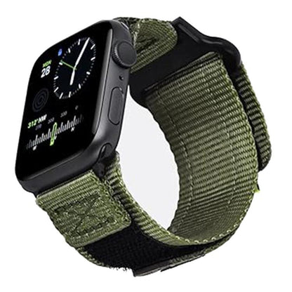For Apple Watch 46mm / 49mm / 45mm / 44mm Kalebol Canvas Nylon Hook and Loop Watch Band(Army Green) - Watch Bands by Kalebol | Online Shopping UK | buy2fix