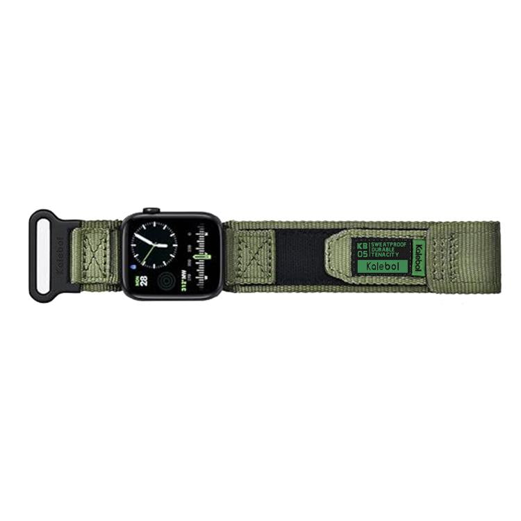 For Apple Watch 46mm / 49mm / 45mm / 44mm Kalebol Canvas Nylon Hook and Loop Watch Band(Army Green) - Watch Bands by Kalebol | Online Shopping UK | buy2fix