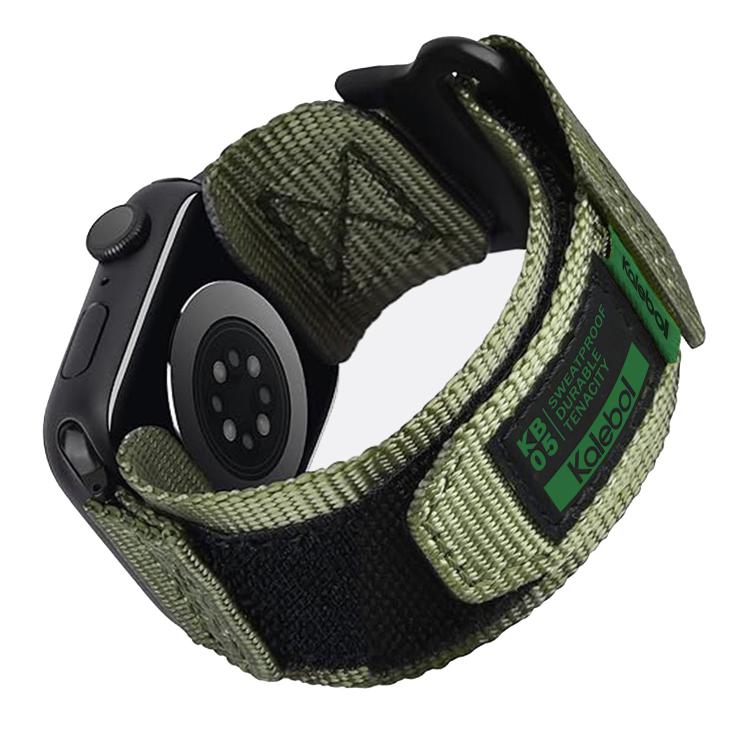 For Apple Watch 46mm / 49mm / 45mm / 44mm Kalebol Canvas Nylon Hook and Loop Watch Band(Army Green) - Watch Bands by Kalebol | Online Shopping UK | buy2fix
