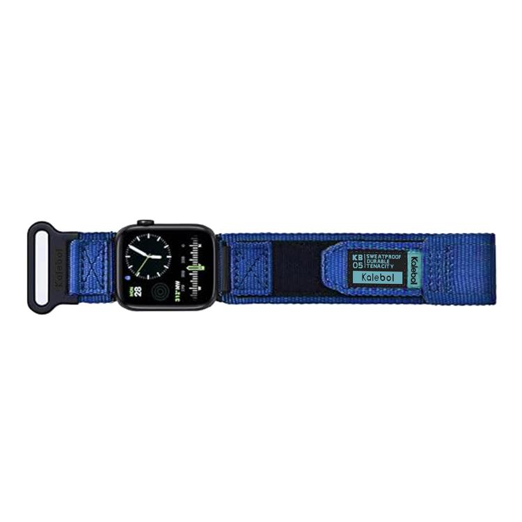 For Apple Watch 46mm / 49mm / 45mm / 44mm Kalebol Canvas Nylon Hook and Loop Watch Band(Blue) - Watch Bands by Kalebol | Online Shopping UK | buy2fix