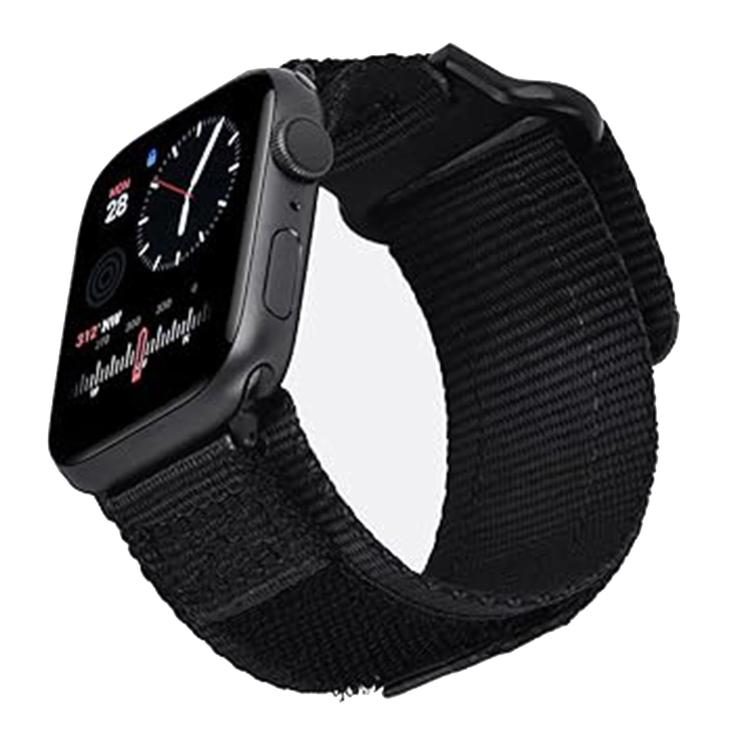 For Apple Watch 42mm / 41mm / 40mm / 38mm Kalebol Canvas Nylon Hook and Loop Watch Band(Black) - Watch Bands by Kalebol | Online Shopping UK | buy2fix