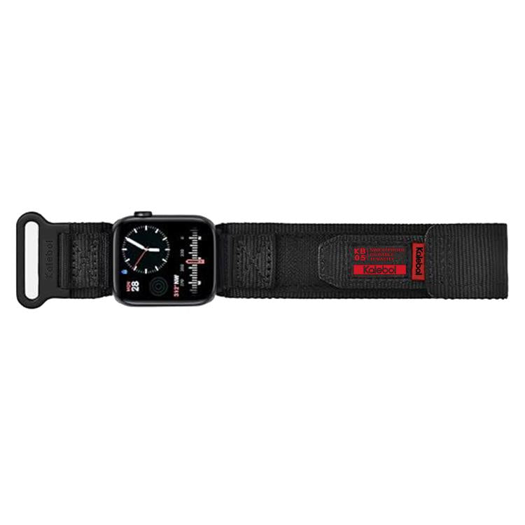 For Apple Watch 42mm / 41mm / 40mm / 38mm Kalebol Canvas Nylon Hook and Loop Watch Band(Black) - Watch Bands by Kalebol | Online Shopping UK | buy2fix