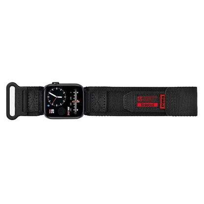 For Apple Watch 42mm / 41mm / 40mm / 38mm Kalebol Canvas Nylon Hook and Loop Watch Band(Black) - Watch Bands by Kalebol | Online Shopping UK | buy2fix