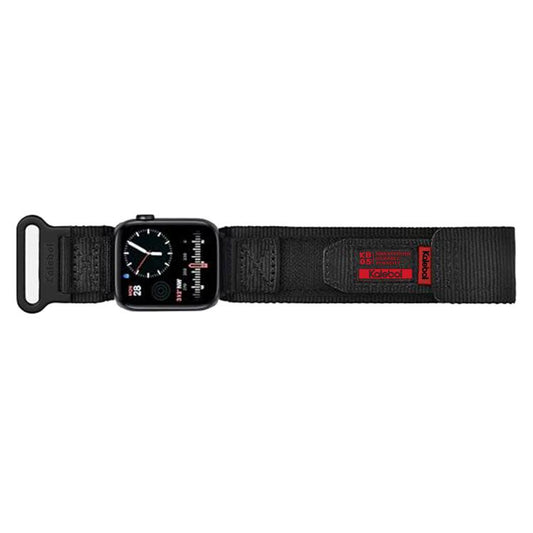 For Apple Watch 42mm / 41mm / 40mm / 38mm Kalebol Canvas Nylon Hook and Loop Watch Band(Black) - Watch Bands by Kalebol | Online Shopping UK | buy2fix