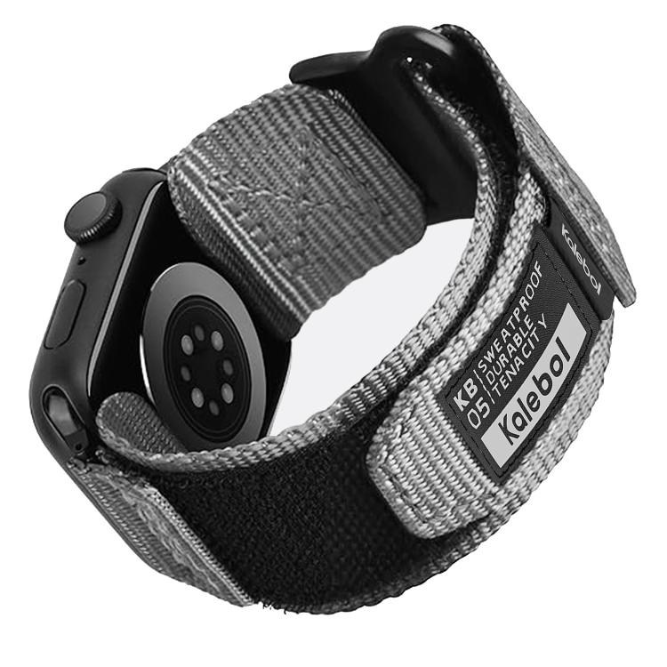 For Apple Watch 42mm / 41mm / 40mm / 38mm Kalebol Canvas Nylon Hook and Loop Watch Band(Grey) - Watch Bands by Kalebol | Online Shopping UK | buy2fix