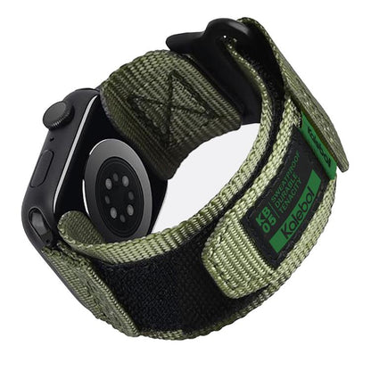 For Apple Watch 42mm / 41mm / 40mm / 38mm Kalebol Canvas Nylon Hook and Loop Watch Band(Army Green) - Watch Bands by Kalebol | Online Shopping UK | buy2fix
