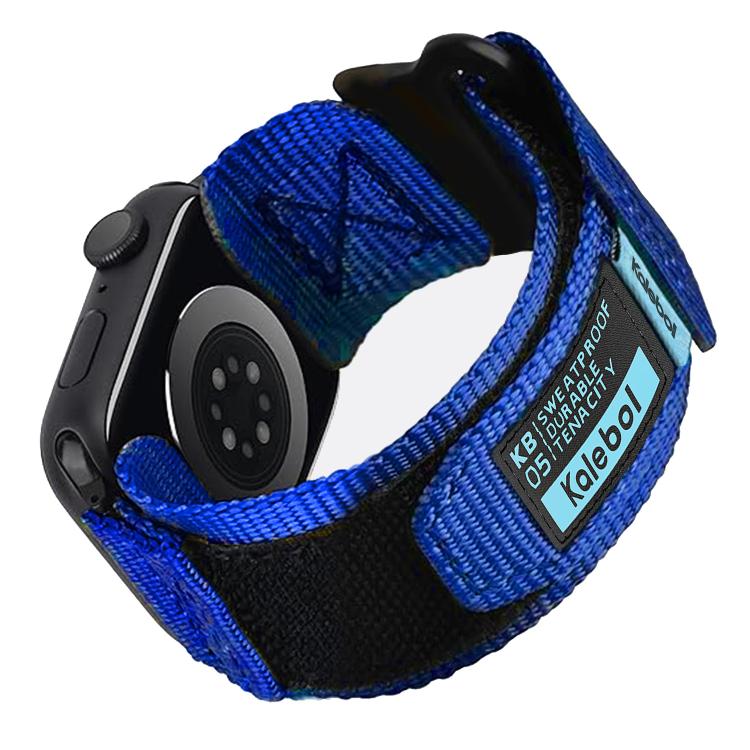 For Apple Watch 42mm / 41mm / 40mm / 38mm Kalebol Canvas Nylon Hook and Loop Watch Band(Blue) - Watch Bands by Kalebol | Online Shopping UK | buy2fix