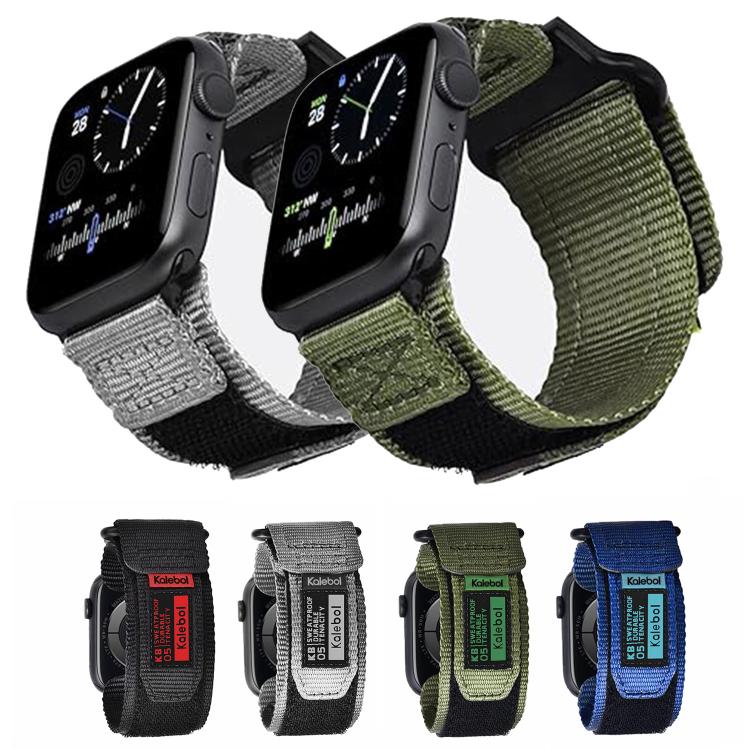 For Apple Watch 42mm / 41mm / 40mm / 38mm Kalebol Canvas Nylon Hook and Loop Watch Band(Grey) - Watch Bands by Kalebol | Online Shopping UK | buy2fix