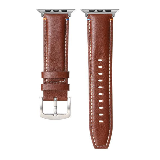 For Apple Watch 42mm / 41mm / 40mm / 38mm Kalebol Stitched Genuine Leather Watch Band(Pull Up Leather Brown) - Watch Bands by Kalebol | Online Shopping UK | buy2fix