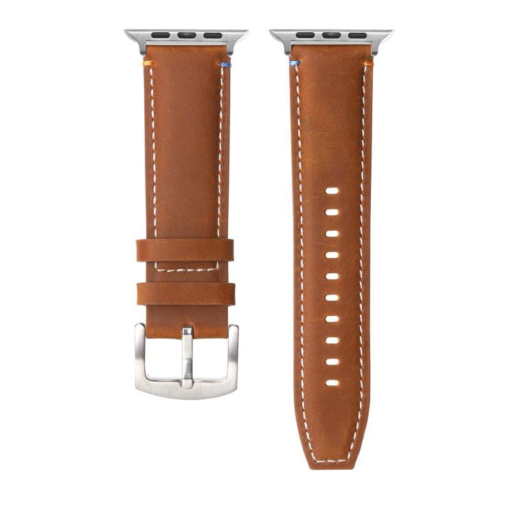 For Apple Watch 42mm / 41mm / 40mm / 38mm Kalebol Stitched Genuine Leather Watch Band(Frosted Brown) - Watch Bands by Kalebol | Online Shopping UK | buy2fix