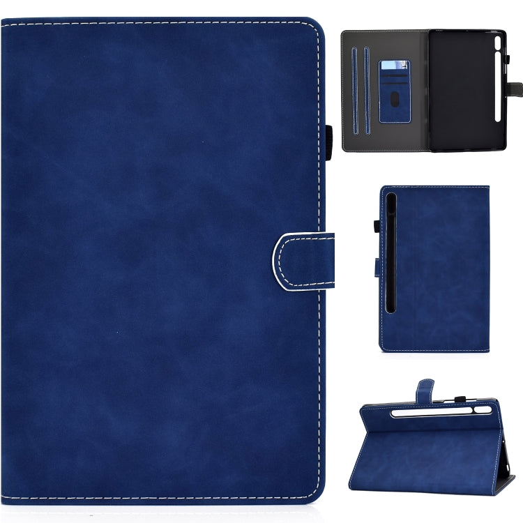 For Samsung Galaxy Tab S8 / Galaxy Tab S7 T870 Cowhide Texture Horizontal Flip Leather Case with Holder & Card Slots & Sleep / Wake-up Function(Blue) by buy2fix