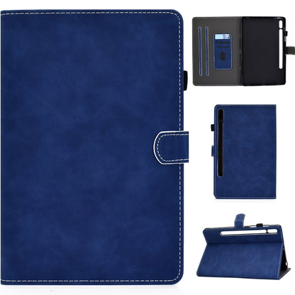 For Samsung Galaxy Tab S8 / Galaxy Tab S7 T870 Cowhide Texture Horizontal Flip Leather Case with Holder & Card Slots & Sleep / Wake-up Function(Blue) by buy2fix