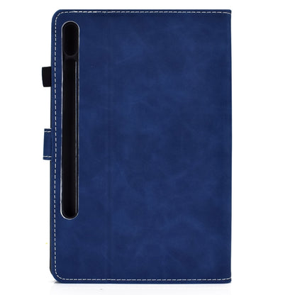For Samsung Galaxy Tab S8 / Galaxy Tab S7 T870 Cowhide Texture Horizontal Flip Leather Case with Holder & Card Slots & Sleep / Wake-up Function(Blue) by buy2fix