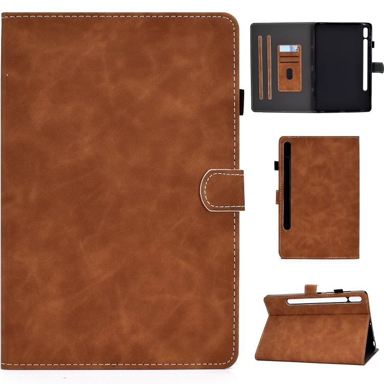 For Samsung Galaxy Tab S8 / Galaxy Tab S7 T870 Cowhide Texture Horizontal Flip Leather Case with Holder & Card Slots & Sleep / Wake-up Function(Brown) by buy2fix