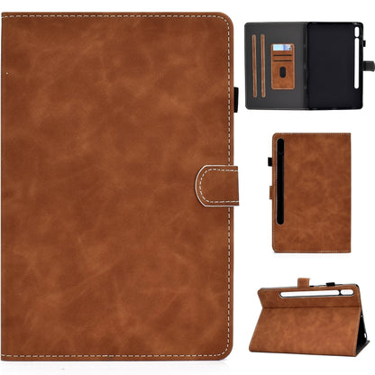 For Samsung Galaxy Tab S8 / Galaxy Tab S7 T870 Cowhide Texture Horizontal Flip Leather Case with Holder & Card Slots & Sleep / Wake-up Function(Brown) by buy2fix