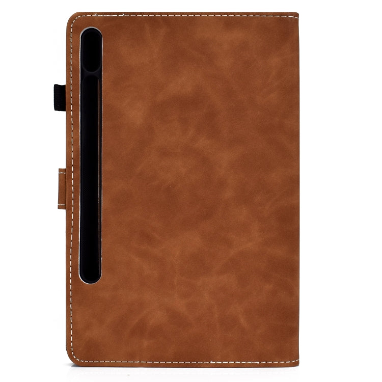 For Samsung Galaxy Tab S8 / Galaxy Tab S7 T870 Cowhide Texture Horizontal Flip Leather Case with Holder & Card Slots & Sleep / Wake-up Function(Brown) by buy2fix