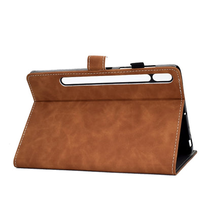 For Samsung Galaxy Tab S8 / Galaxy Tab S7 T870 Cowhide Texture Horizontal Flip Leather Case with Holder & Card Slots & Sleep / Wake-up Function(Brown) by buy2fix