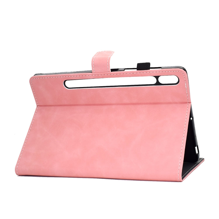 For Samsung Galaxy Tab S8 / Galaxy Tab S7 T870 Cowhide Texture Horizontal Flip Leather Case with Holder & Card Slots & Sleep / Wake-up Function(Rose Gold) by buy2fix