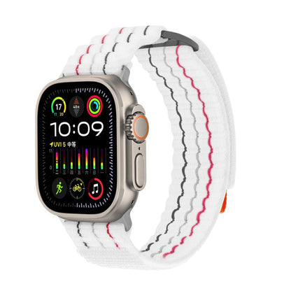 For Apple Watch 46mm / 49mm / 45mm / 44mm Kalebol  Dual-section Sports Nylon Loop Watch Band(White) - Watch Bands by Kalebol | Online Shopping UK | buy2fix