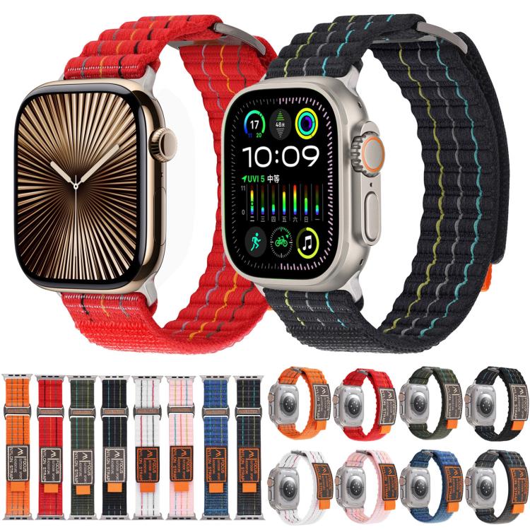 For Apple Watch 46mm / 49mm / 45mm / 44mm Kalebol  Dual-section Sports Nylon Loop Watch Band(White) - Watch Bands by Kalebol | Online Shopping UK | buy2fix